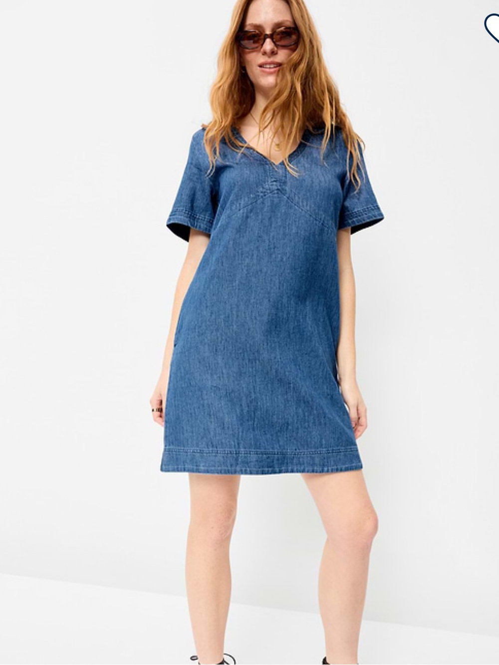 Old Navy Short-Sleeve linen blend Denim mini Shift Dress